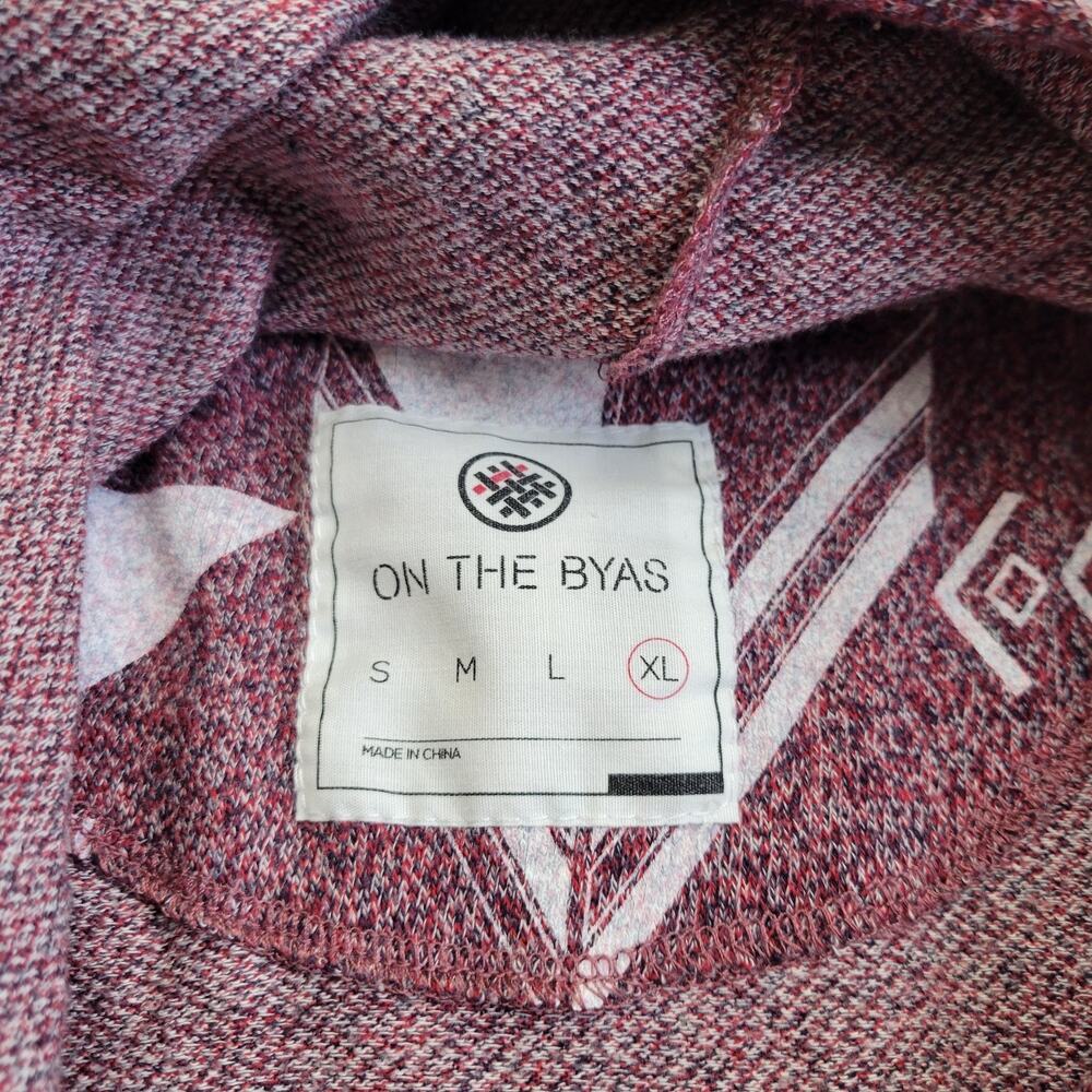 ON THE BYAS Hoodie Mens XL Red Aztec Pattern Skater Punk Beach Chill Cotton - Picture 16 of 16